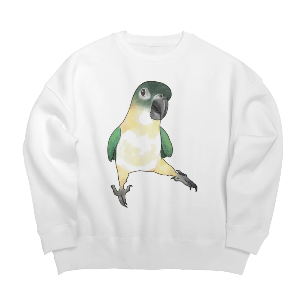 まめるりはことりのご機嫌なズグロシロハラインコのカイ君【まめるりはことり】 Big Crew Neck Sweatshirt