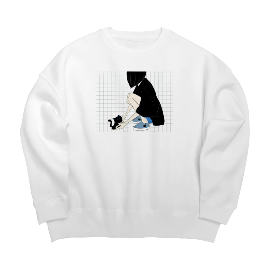 YXYの猫を拾う女の子。 Big Crew Neck Sweatshirt