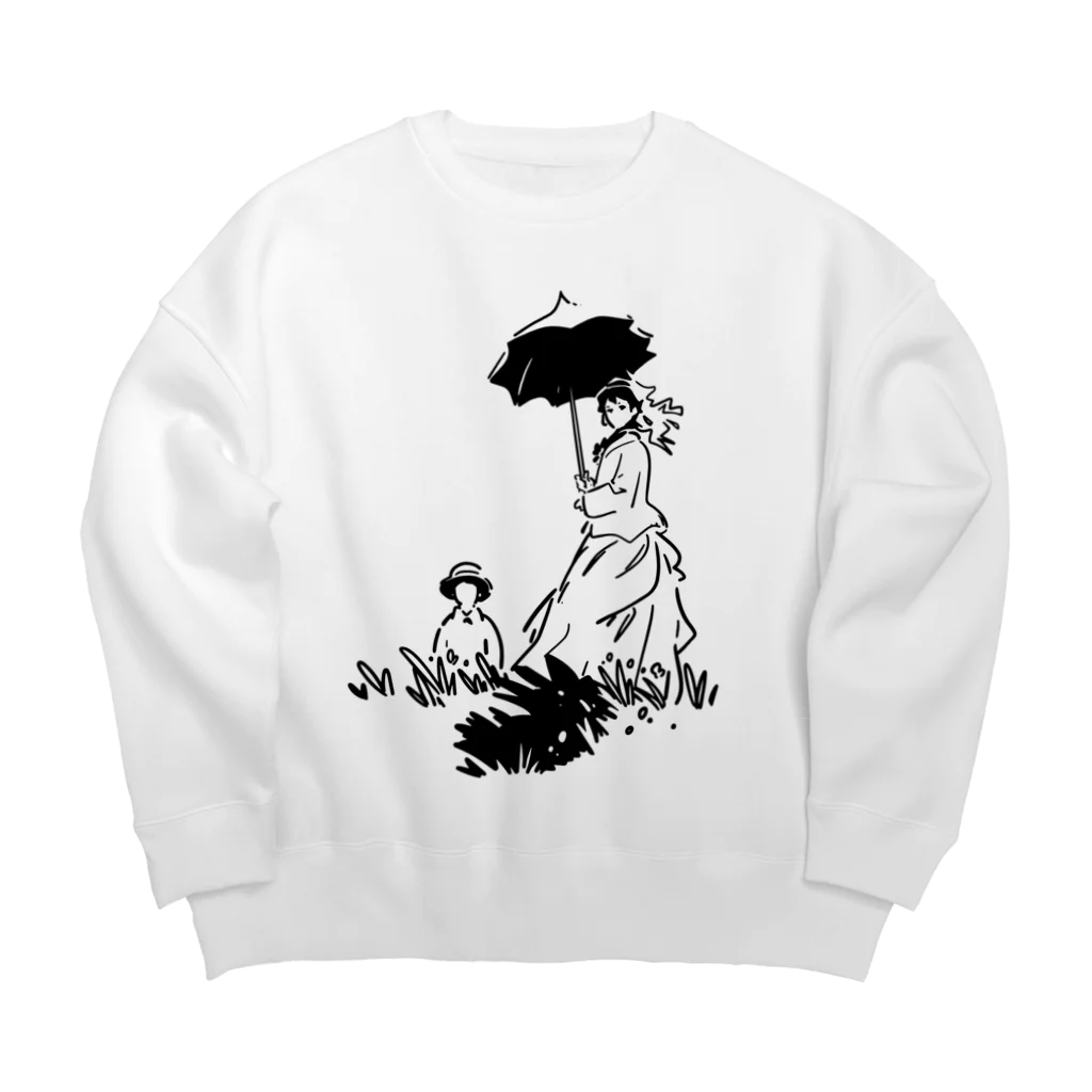 山形屋米店のクロード・モネ「日傘をさす女」 Big Crew Neck Sweatshirt