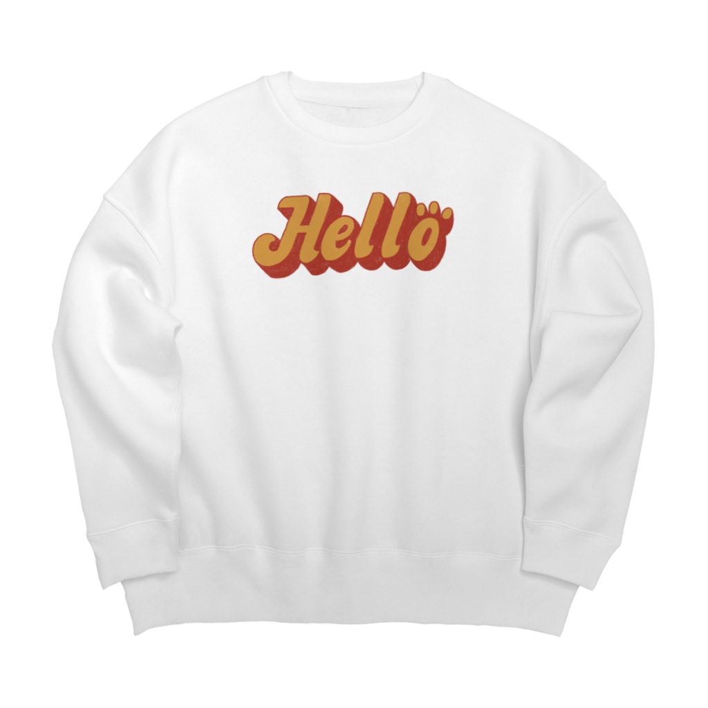 コノデザインのCat says hello Big Crew Neck Sweatshirt