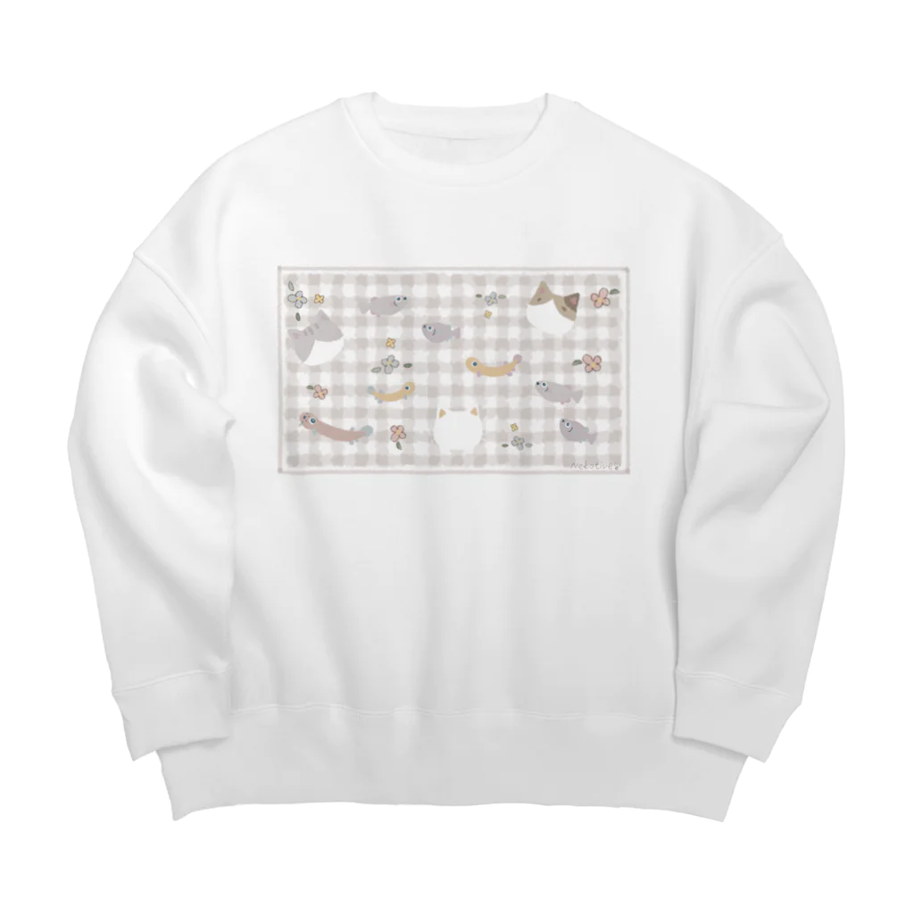 ねこてぃぶのチェック柄 Big Crew Neck Sweatshirt