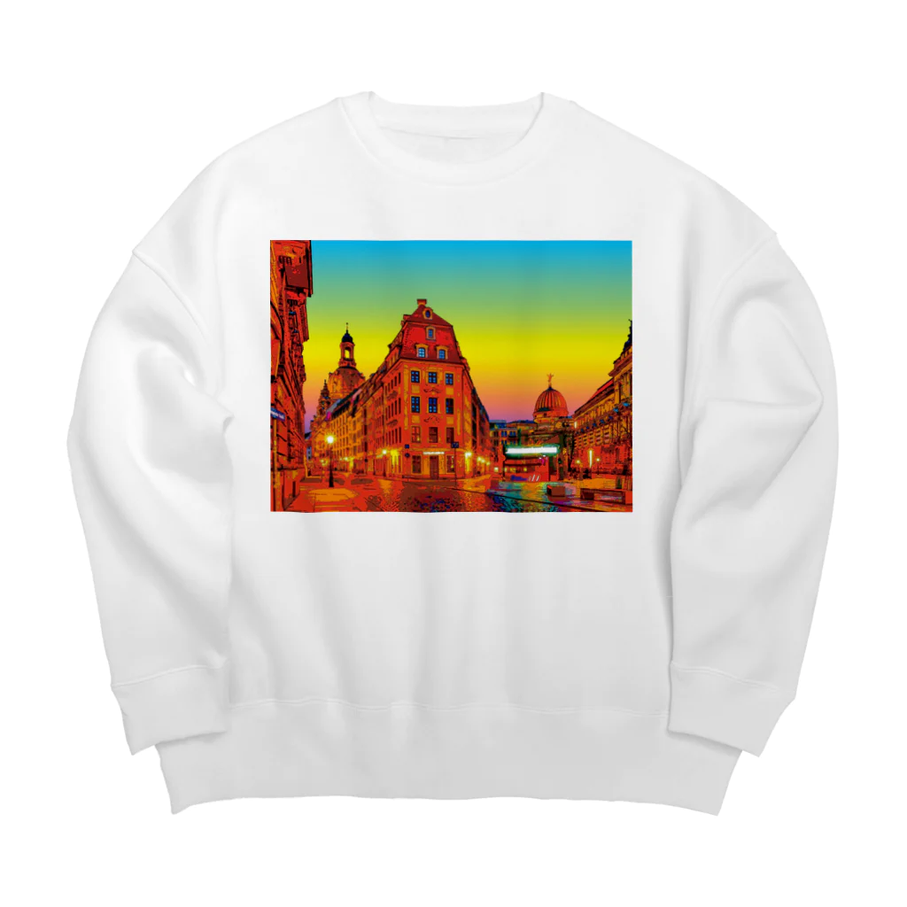 GALLERY misutawoのドレスデン 夕暮れの街角 Big Crew Neck Sweatshirt