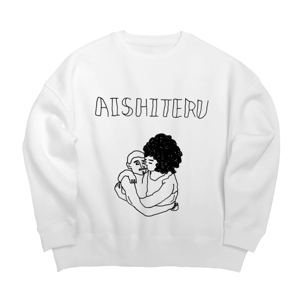 mijolf's shop.のAISHITERU. Big Crew Neck Sweatshirt