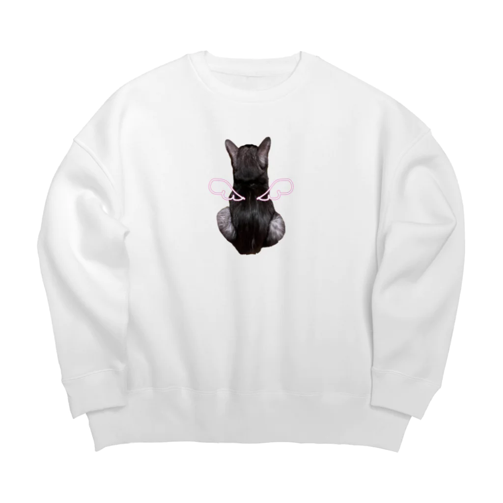 nya nya*の天使のバックショットねこ Big Crew Neck Sweatshirt