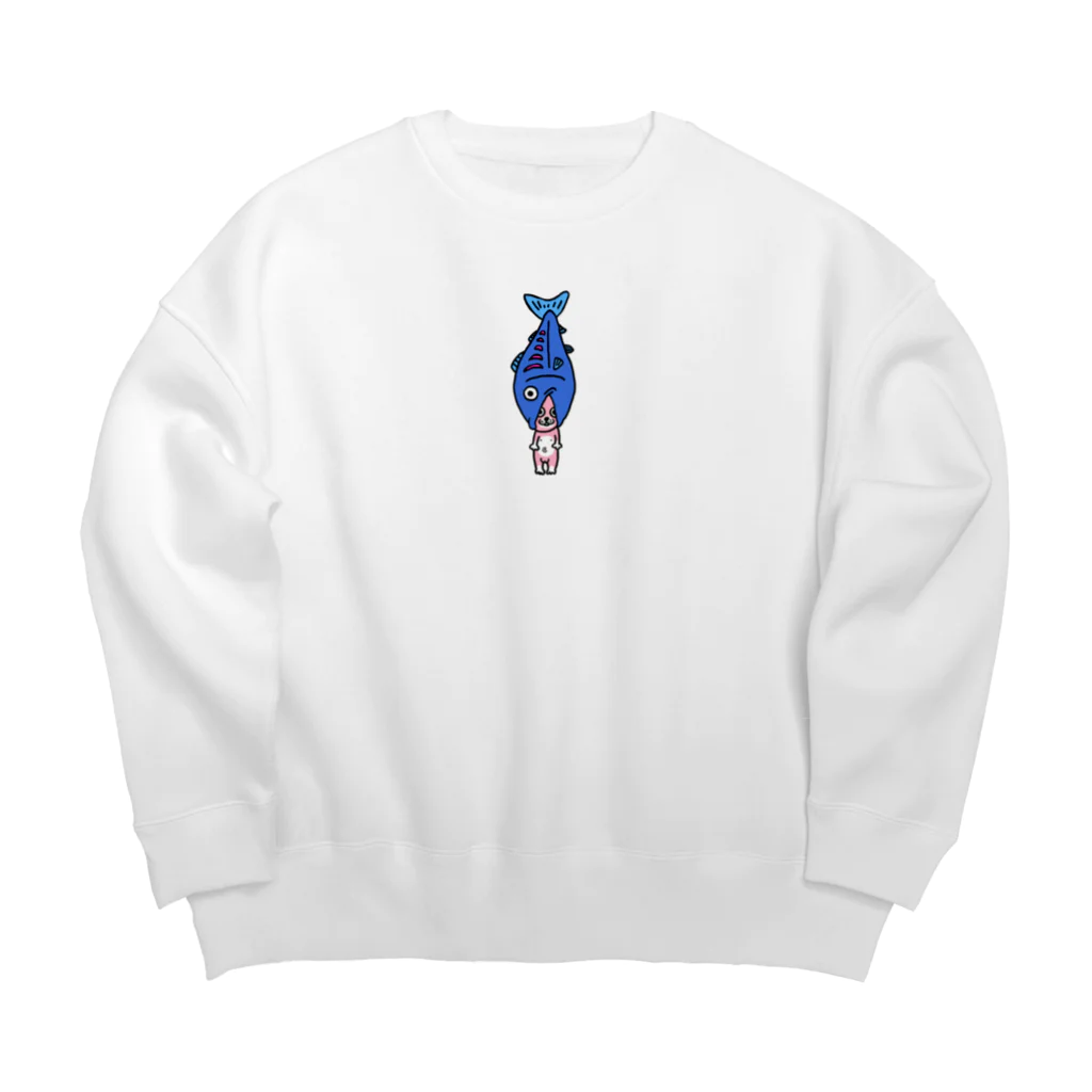 マッハナイスガイのしゃけうさ（小） Big Crew Neck Sweatshirt