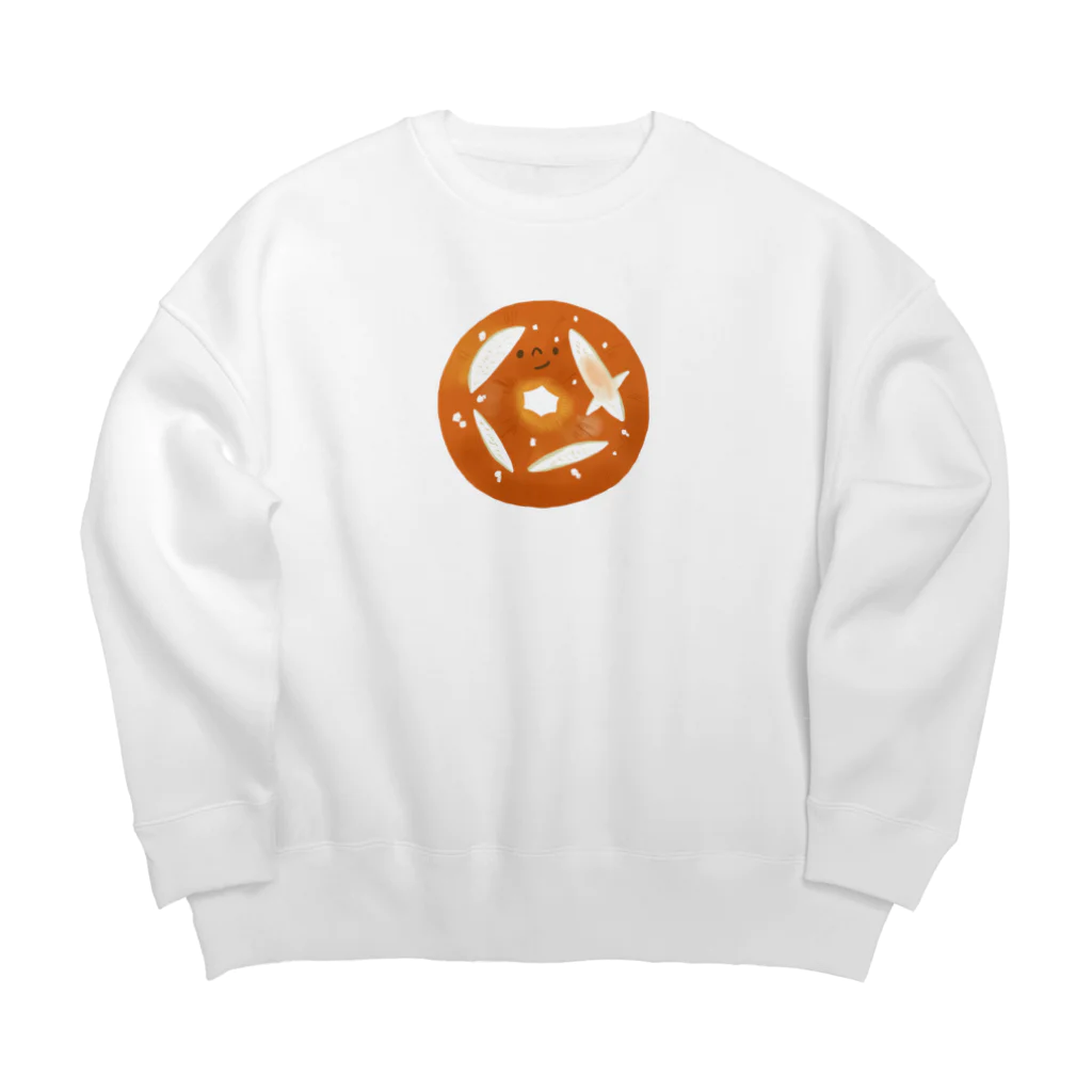 とことこ(パンの人)のプレッツェルベーグルさん Big Crew Neck Sweatshirt