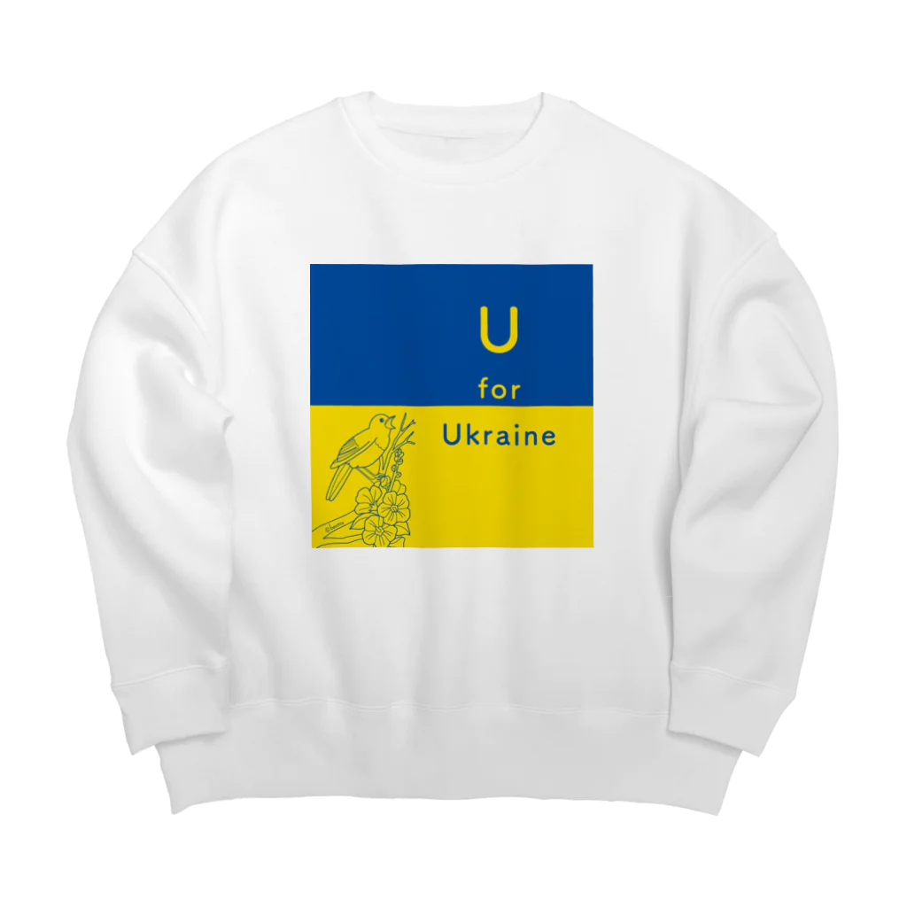 besitos ウクライナ支援の“U for Ukraine”ウクライナ支援 Big Crew Neck Sweatshirt