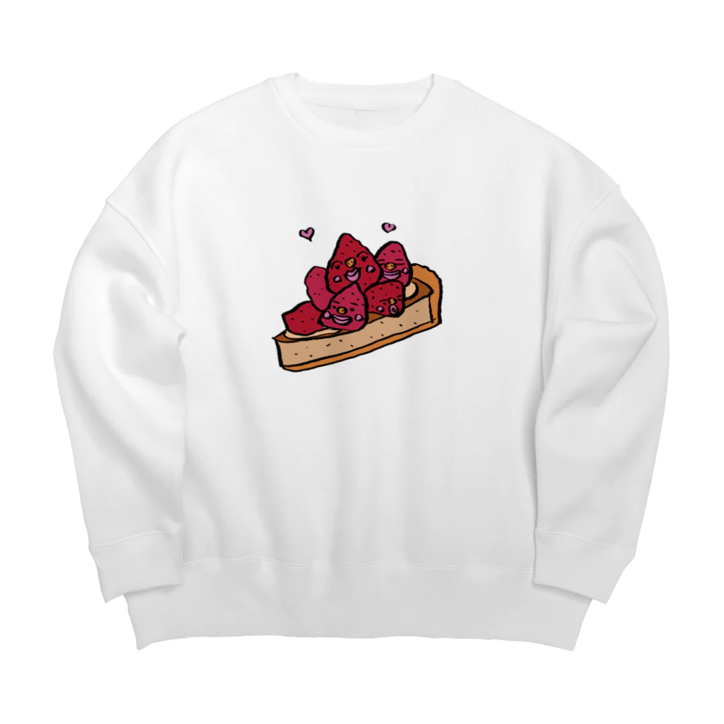 ごはんくんと仲間たちのいちごタルト Big Crew Neck Sweatshirt