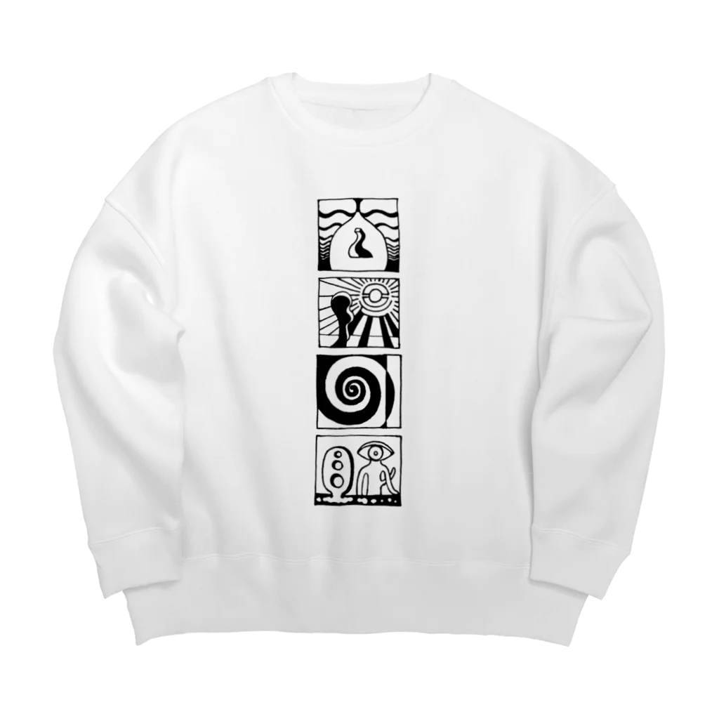 太陽の眼の太陽の眼 文字絵SP(黒/縦長/両面) Big Crew Neck Sweatshirt