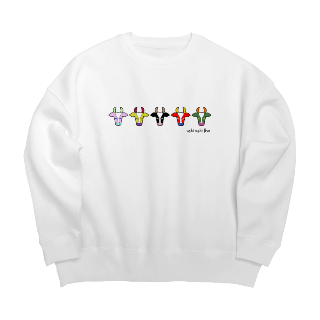 ネナロコのウシウシファイブ／白 Big Crew Neck Sweatshirt