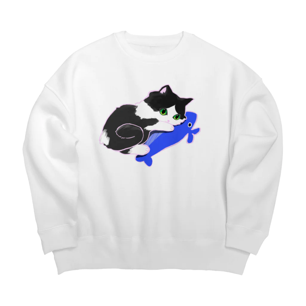 きねぶち温泉のねこのきょうちゃん（くじらを添えて） Big Crew Neck Sweatshirt