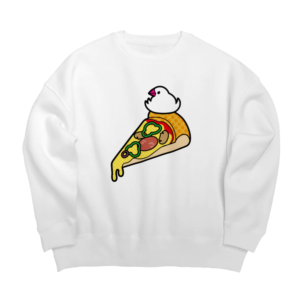 Sugarfrostのピザで暖をとる文鳥（素材が濃い色用） Big Crew Neck Sweatshirt