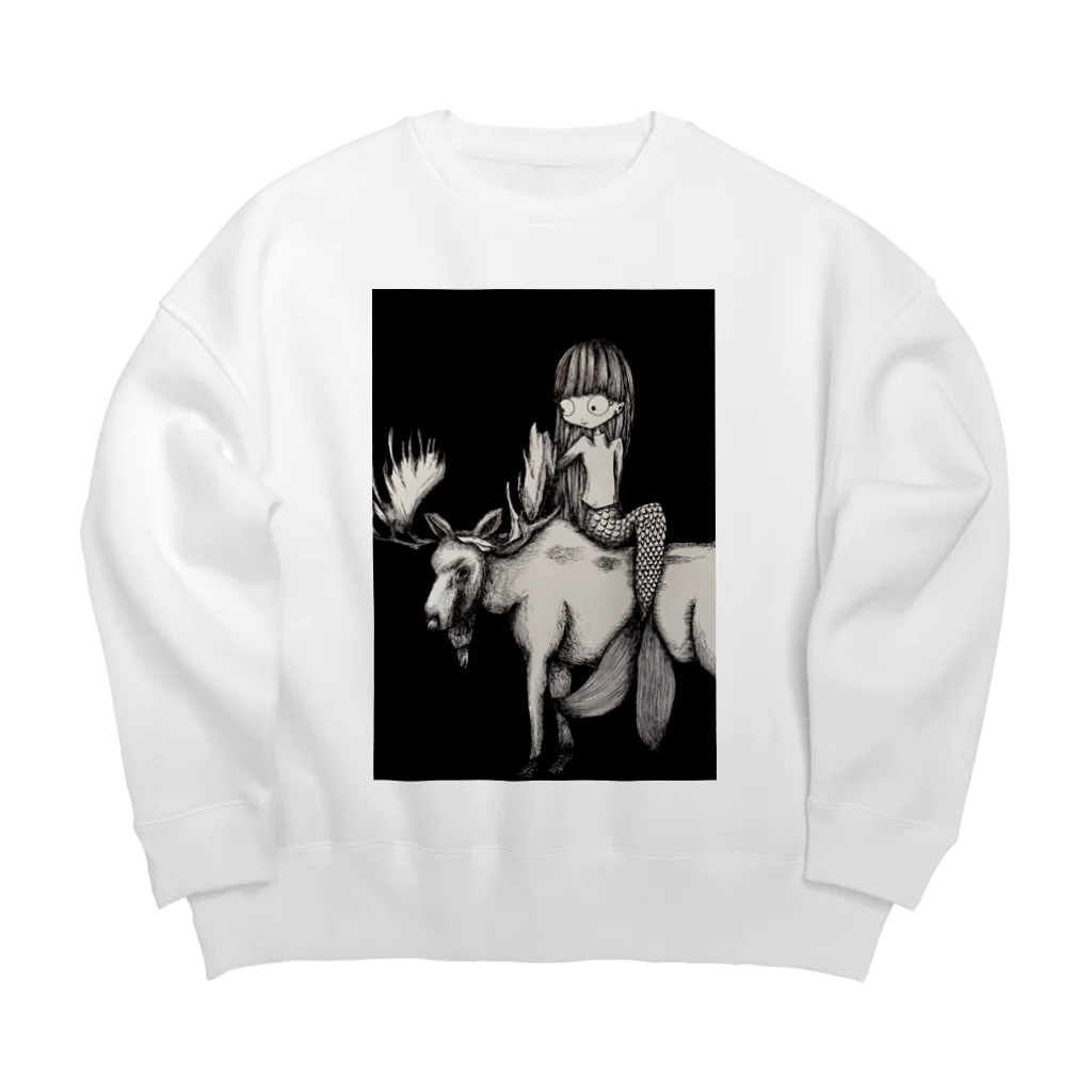 mermaidの人魚とヘラジカ Big Crew Neck Sweatshirt