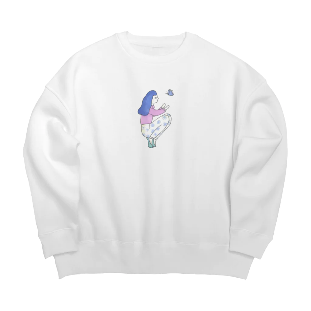 disney-risaのバタフライ Big Crew Neck Sweatshirt