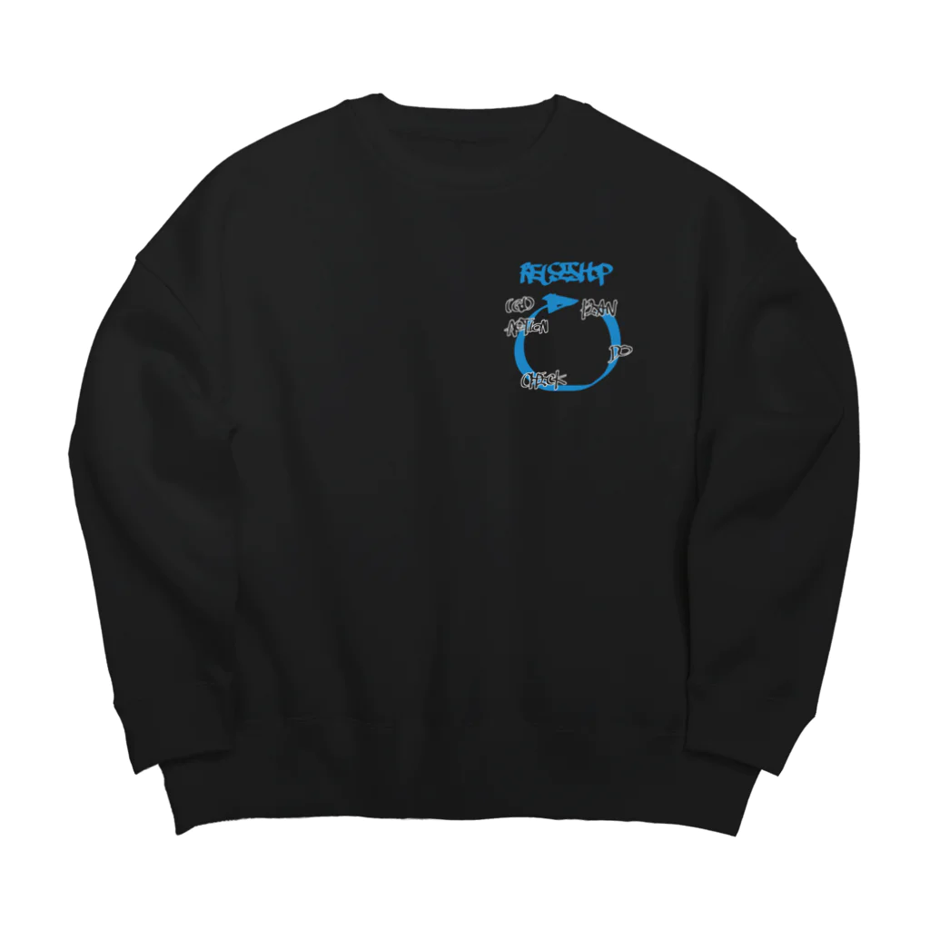 KEROSENEAID_Recordsのsecond crew aid Big Crew Neck Sweatshirt