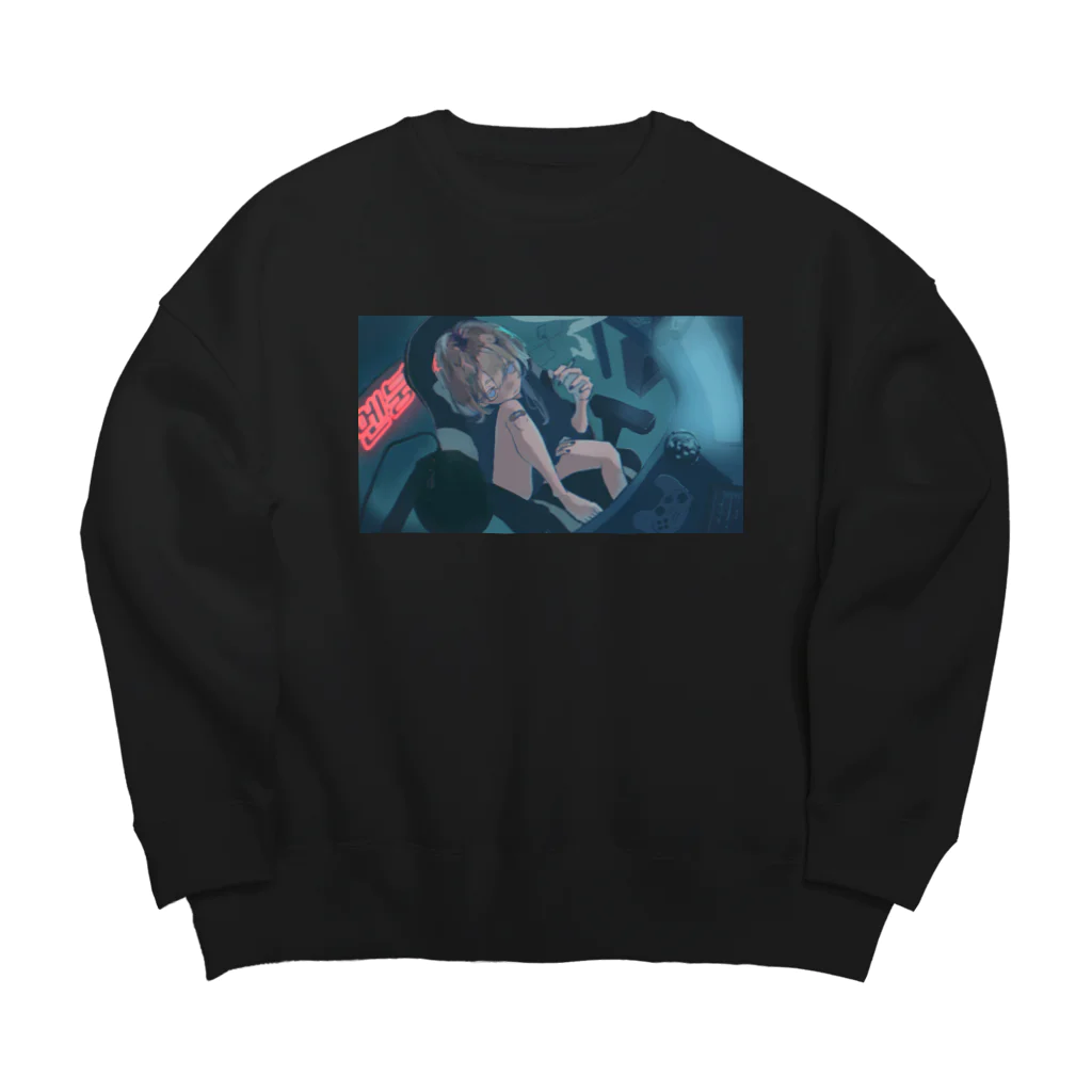 くろギャルのヤニ酒カスゲーマーメンタルブレイク Big Crew Neck Sweatshirt