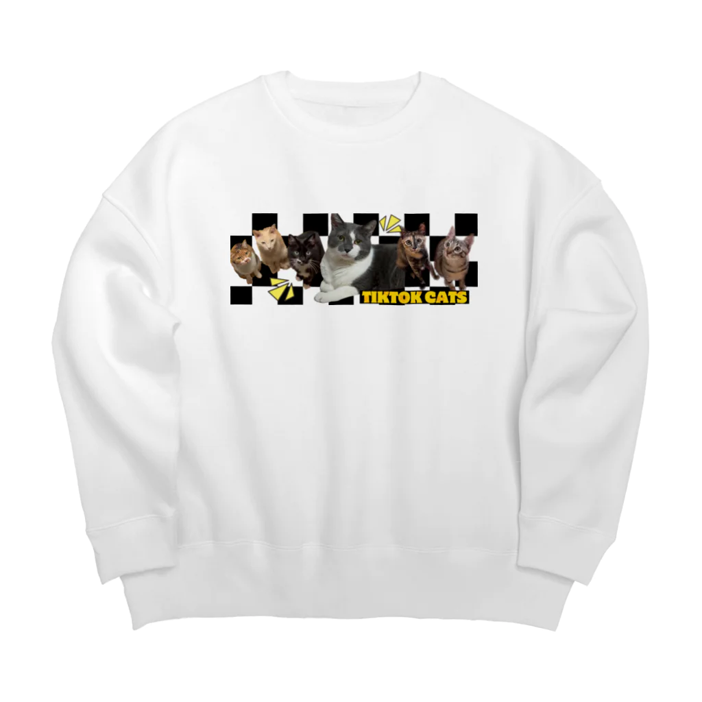 くぅTikTok猫部の裏起毛TikTok猫部６にゃんビッグシルエットトレーナー Big Crew Neck Sweatshirt