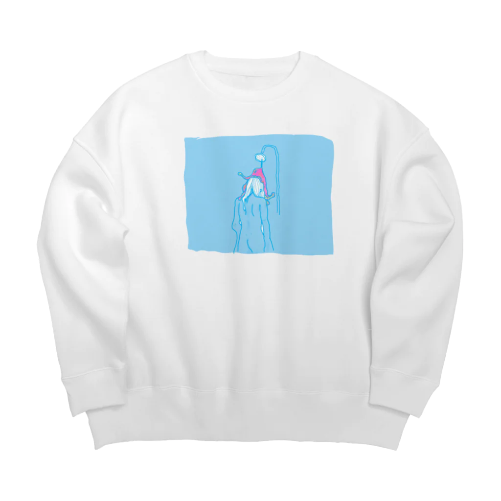 猫毛布ストアのシャワールーム・タコ Big Crew Neck Sweatshirt