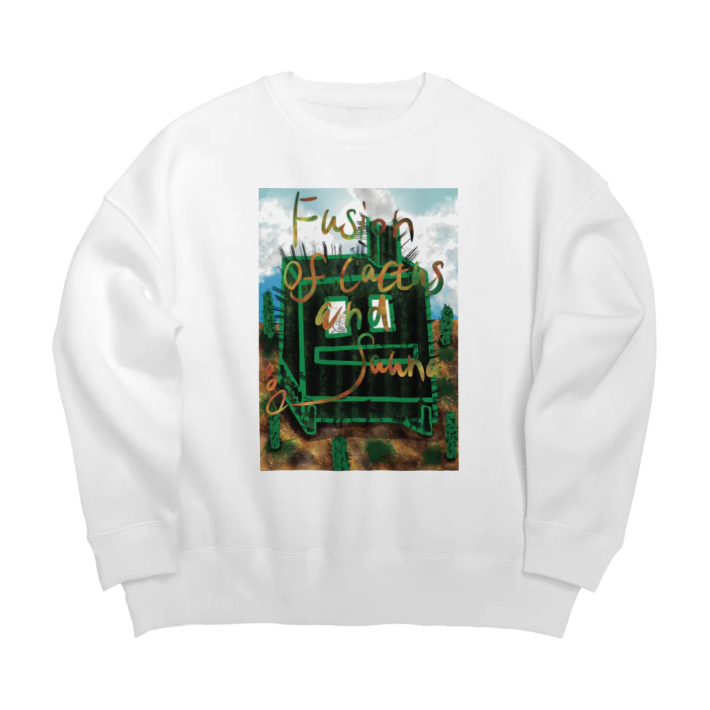 AkironBoy's_Shopのサボテンとサウナの融合 (Fusion of cactns and Sauna) Big Crew Neck Sweatshirt
