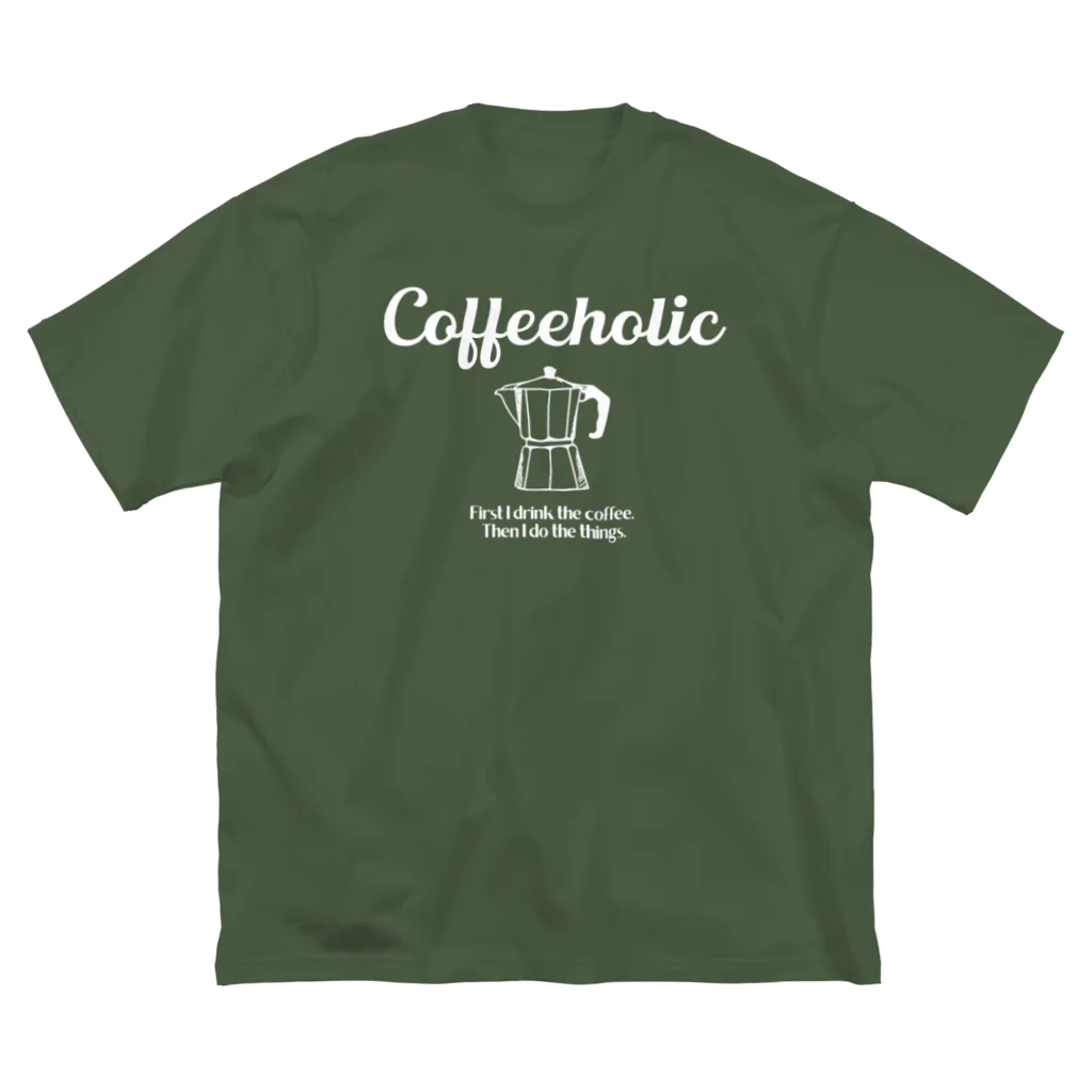 かえる商店のCOFFEEHOLIC white logo ビッグシルエットTシャツ