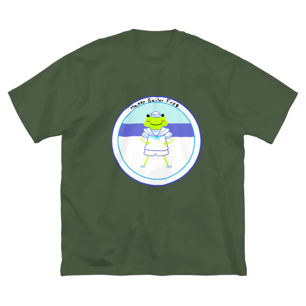 あるてみらのハッピーカエルくん水兵ボーイ空と海 ビッグシルエットTシャツ