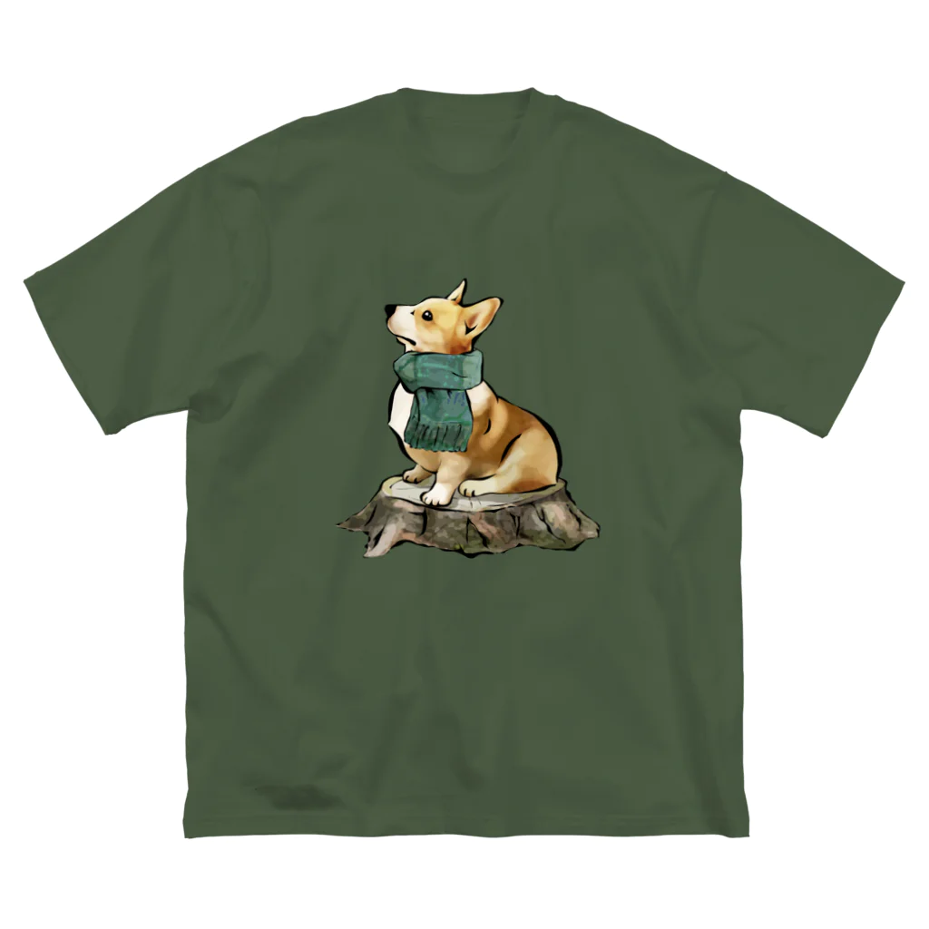 犬グッズの店しえるぶるーのマフラー犬　コーギー Big T-Shirt