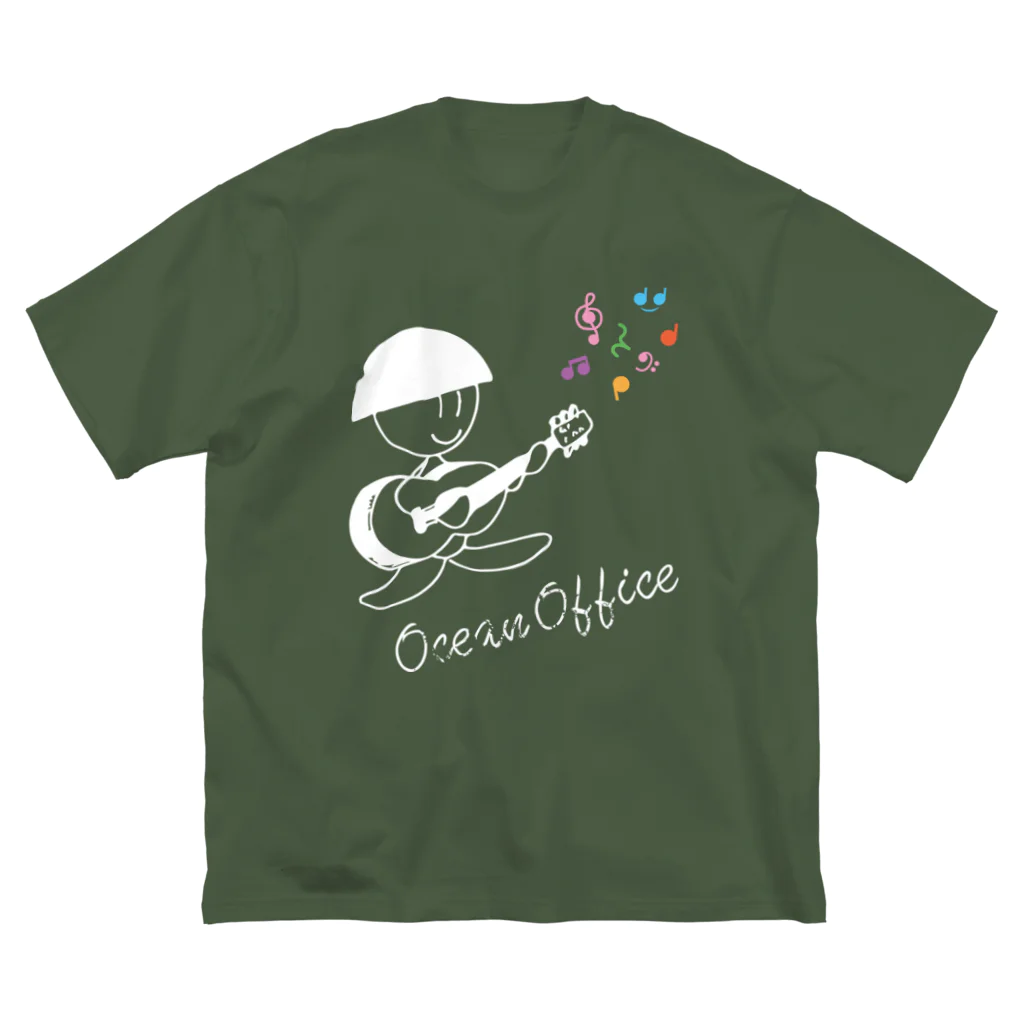 OCEAN OFFICEのギタークボちゃんホワイト-♪付き ビッグシルエットTシャツ