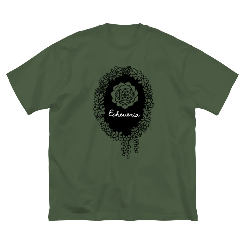 Alba spinaのエケベリア モノクロ ビッグシルエットTシャツ