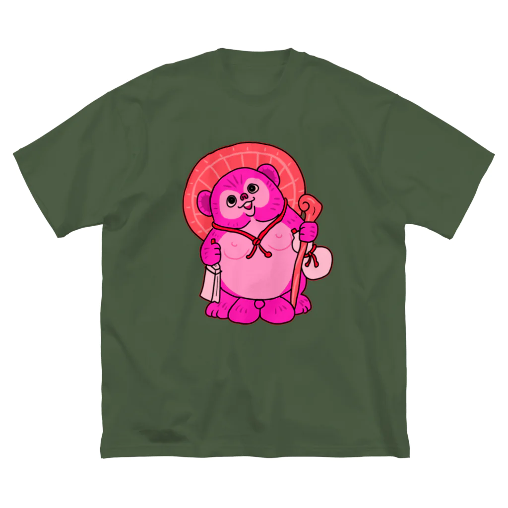 zawaのたぬきの置物（ピンク） ビッグシルエットTシャツ