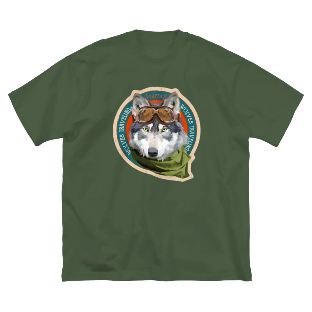 WOLVES art shopのゴーグル狼 ビッグシルエットTシャツ