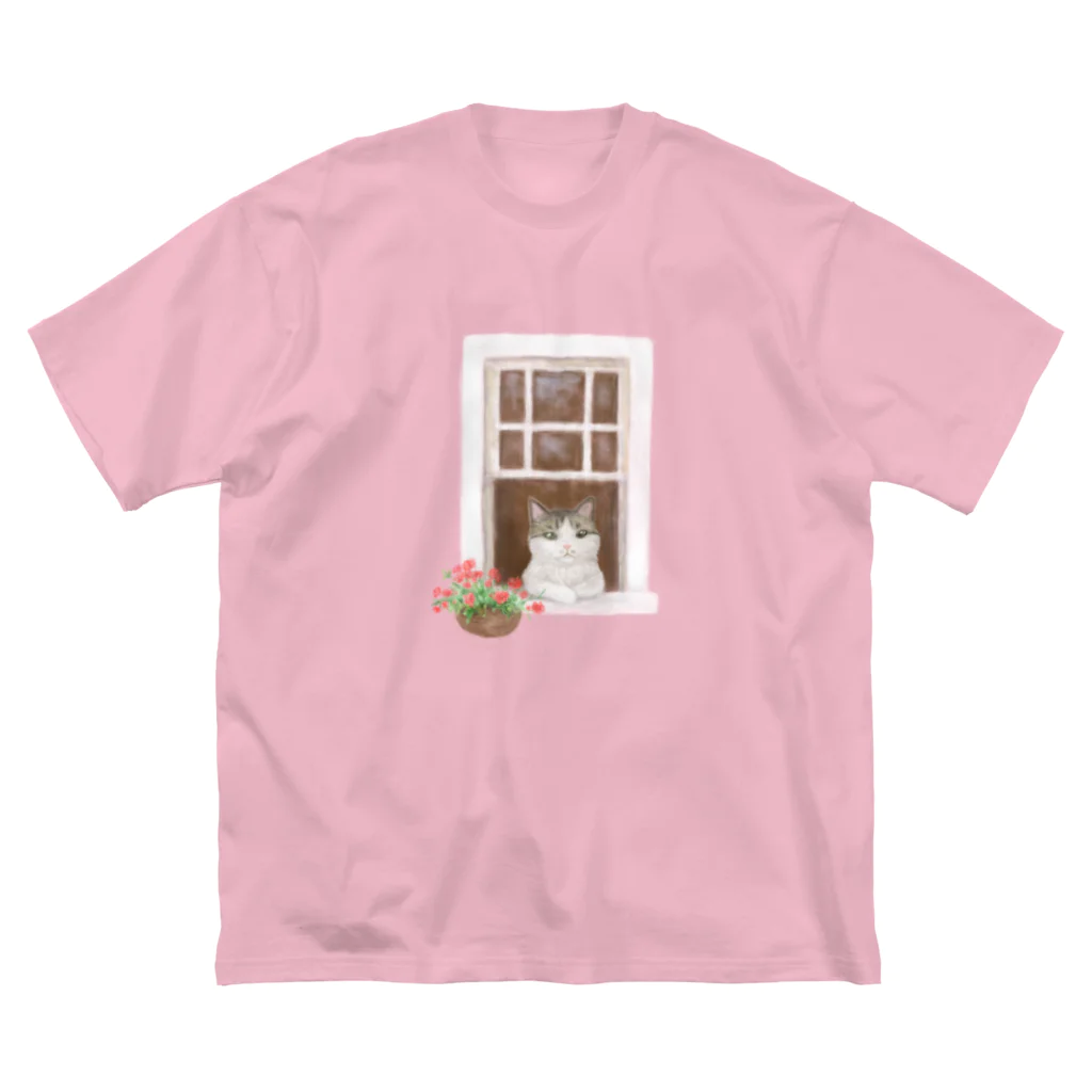 Ａｔｅｌｉｅｒ　Ｈｅｕｒｅｕｘの窓辺の猫　①　背景なし Big T-Shirt