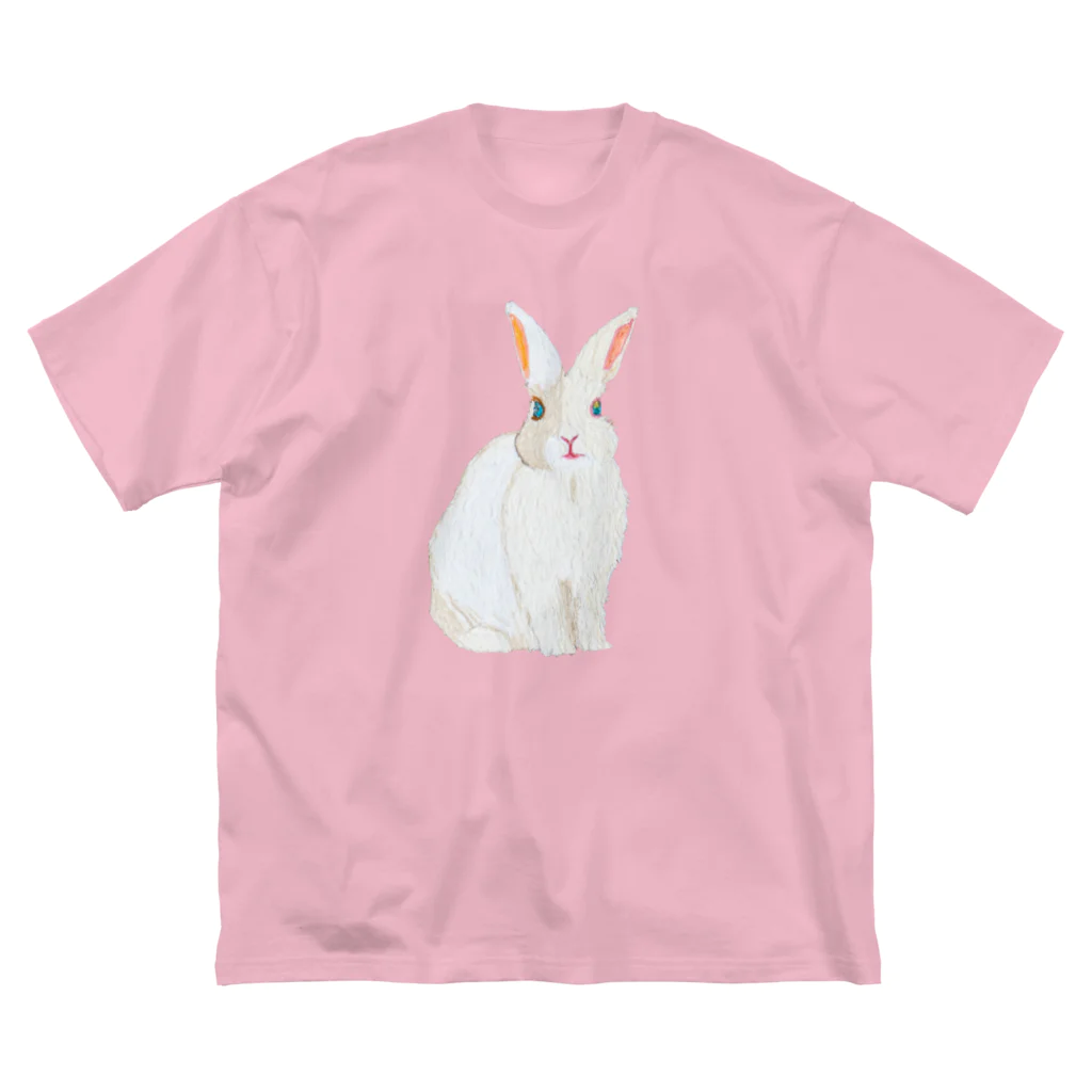 rabbit loverのフワフワうさぎ（白） ビッグシルエットTシャツ