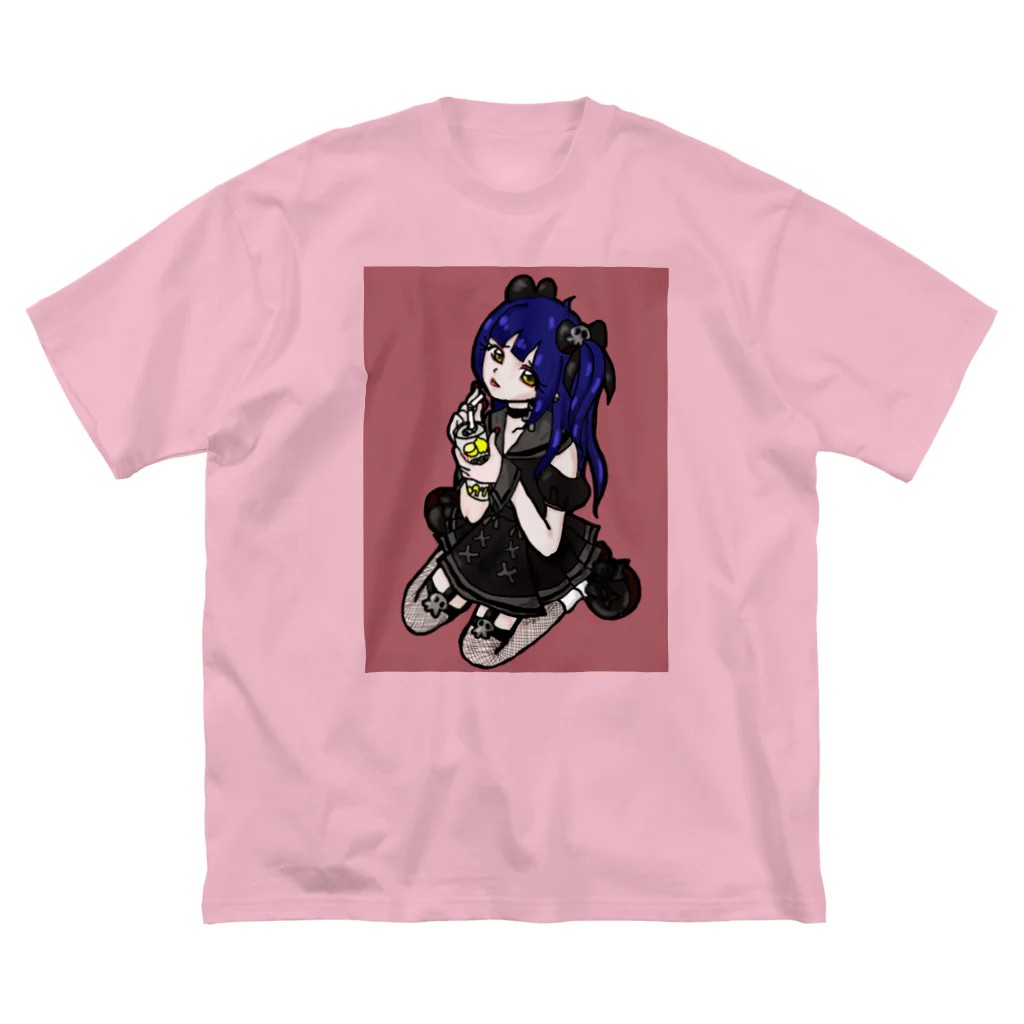 あやしいおばさん くろまめさんの○ュアアルコール（ス○ゼロ）ダスティーピンク ビッグシルエットTシャツ