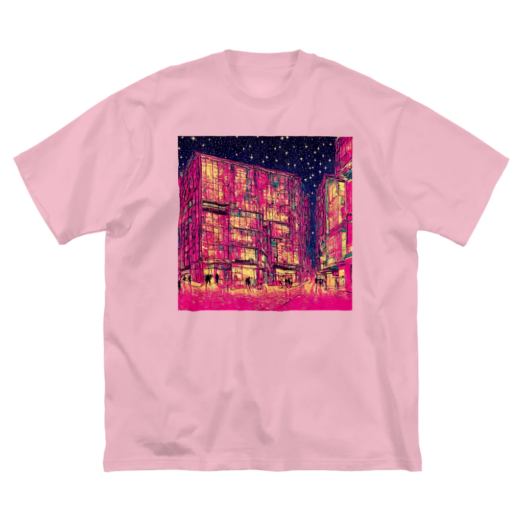 TakashiSのmodern pink city ビッグシルエットTシャツ