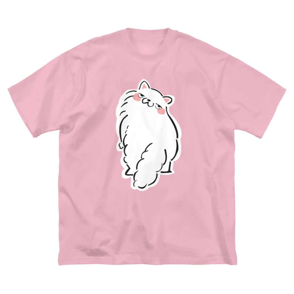 ふんわり本舗のしろねこ（みかえり） ビッグシルエットTシャツ