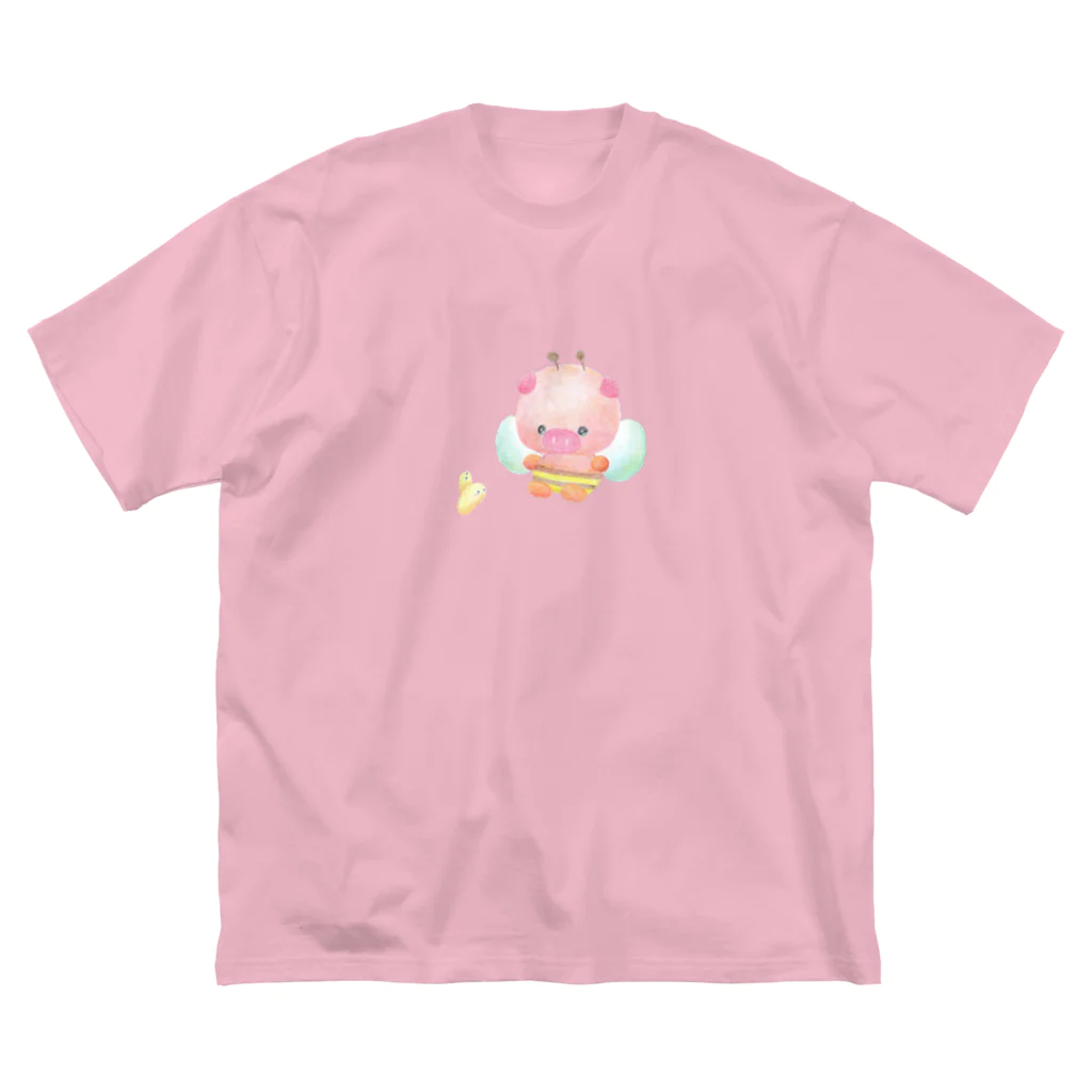 まめぞう君のおへやのミツバチぶたさんと蜂の子さん ビッグシルエットTシャツ