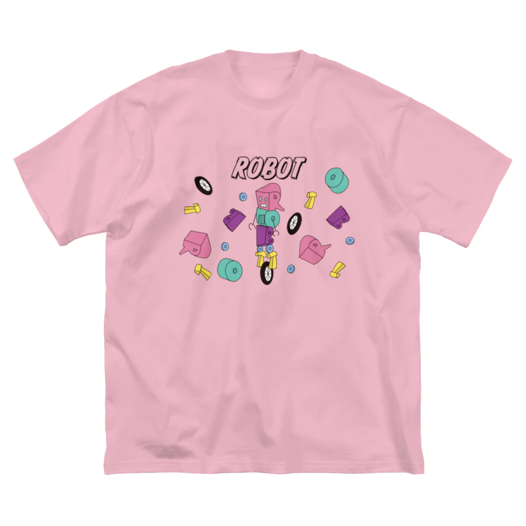 親子設計 CHIiKu MOJi『知育文字』のROBOT Pink ビッグシルエットTシャツ