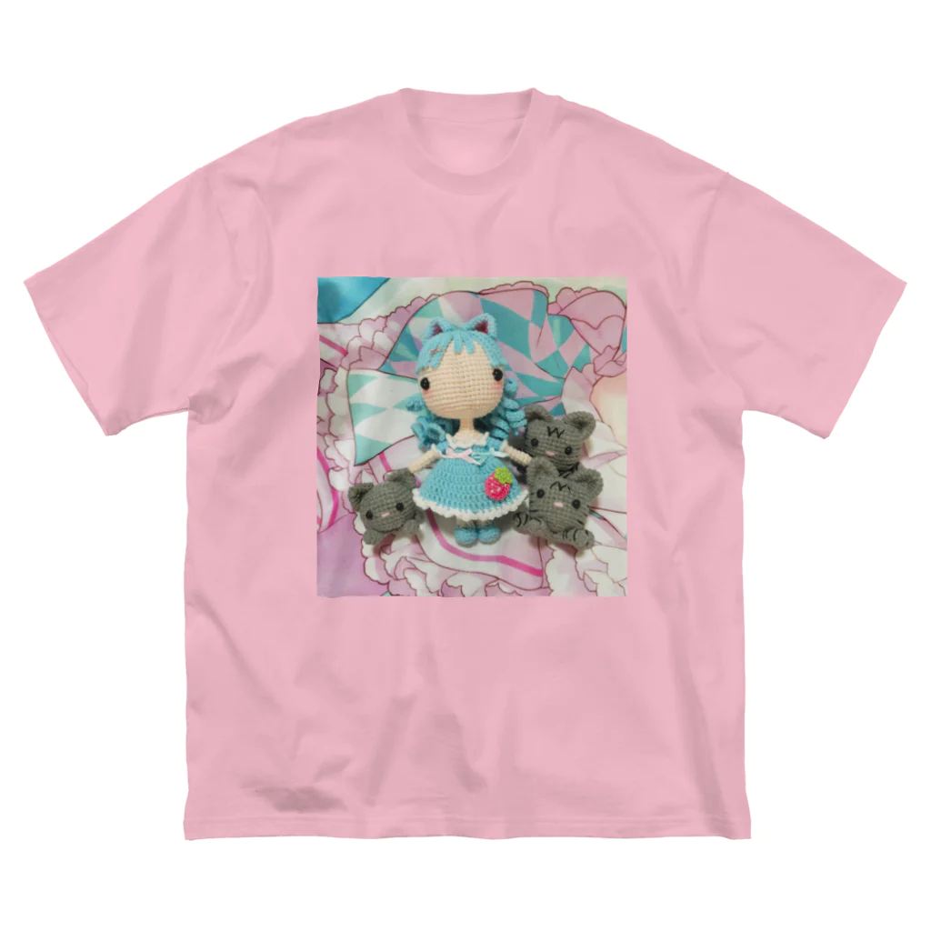 miku'ꜱGallery星猫のあみぐるみラゼルと3匹の猫 ビッグシルエットTシャツ