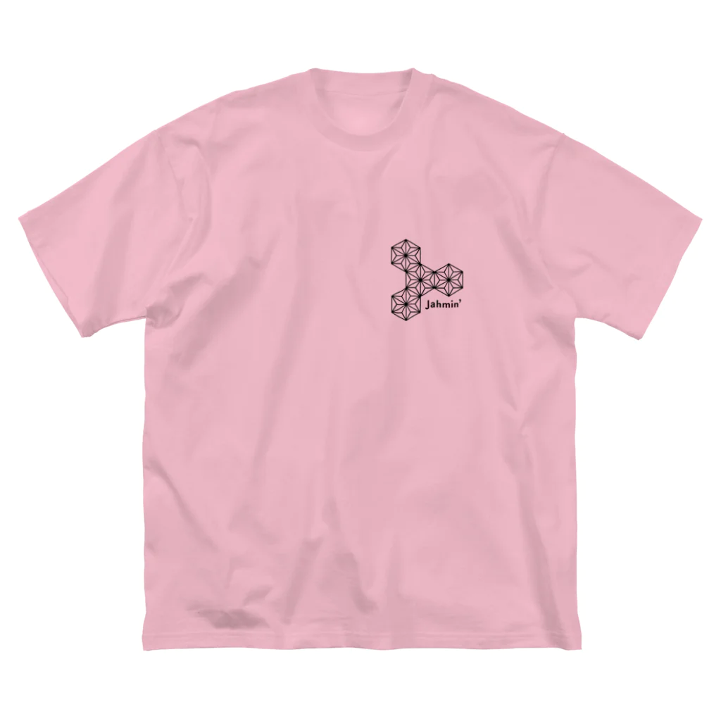 南風酒場Jahmin’のJahmin 麻柄 logo ビッグシルエットTシャツ