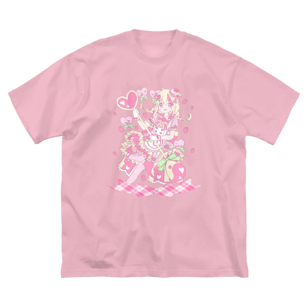 かわいいもののおみせ　いそぎんちゃくのいちごショートケーキの魔法少女 ビッグシルエットTシャツ