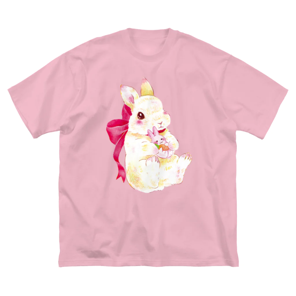 しず華＊(カラー･リボンボン)のぬいぐるみぎゅっ ビッグシルエットTシャツ