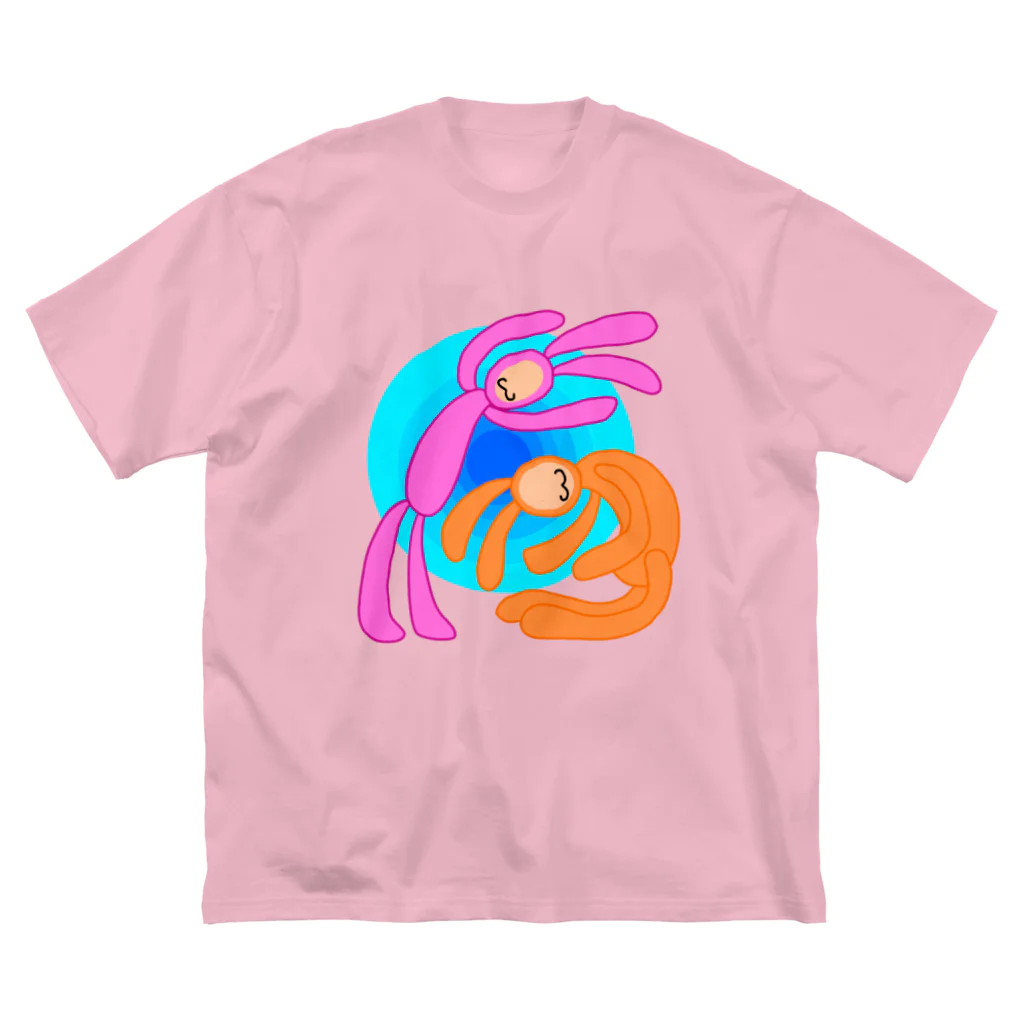 手描きのエトセトラの戯れるウサギ ビッグシルエットTシャツ