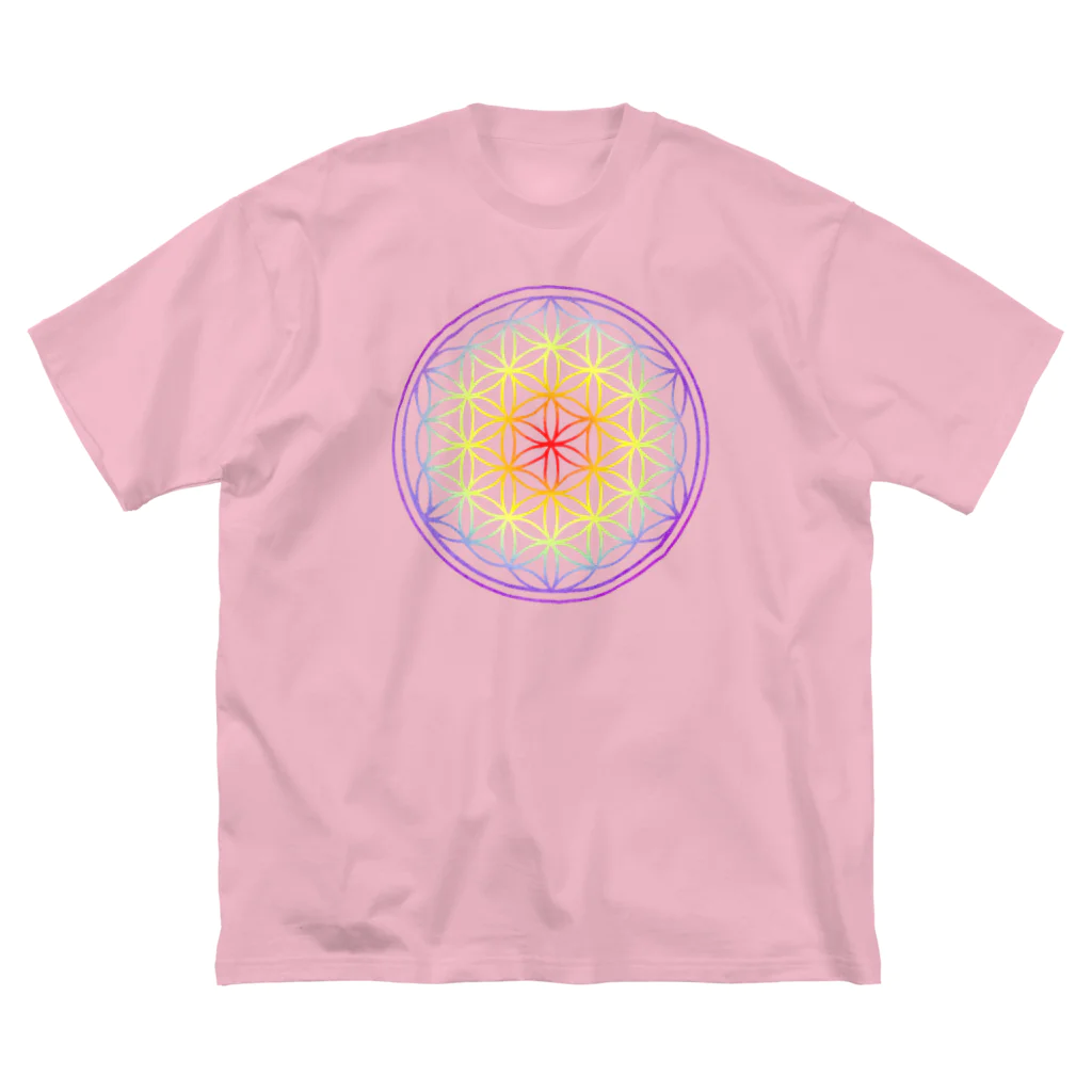  Pastel Design Art 天使のお部屋のフラワーオブライフ虹 Big T-Shirt