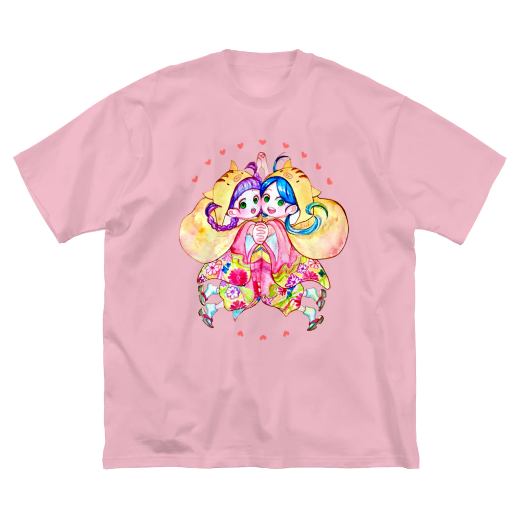 壬本舗 mizu-no-e-hompoのうりぼうずきんのふたごちゃん ビッグシルエットTシャツ