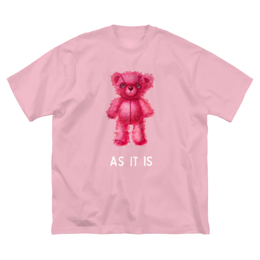 cocoartの雑貨屋さんの【As it is】（桃くま）WHITE ビッグシルエットTシャツ