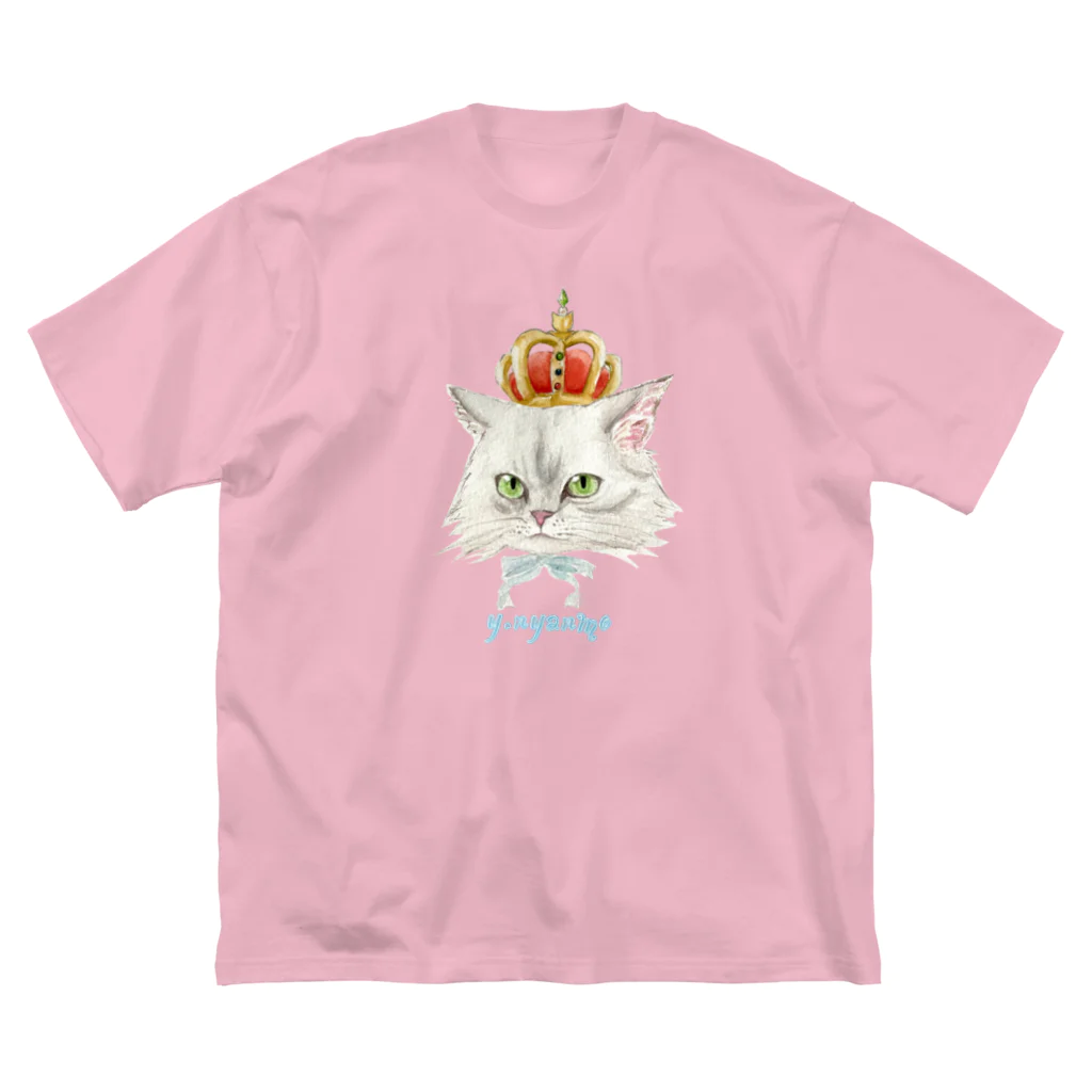 y.nyanmo やよにゃんものクラウン　チンチラシルバー　Tシャツ ビッグシルエットTシャツ