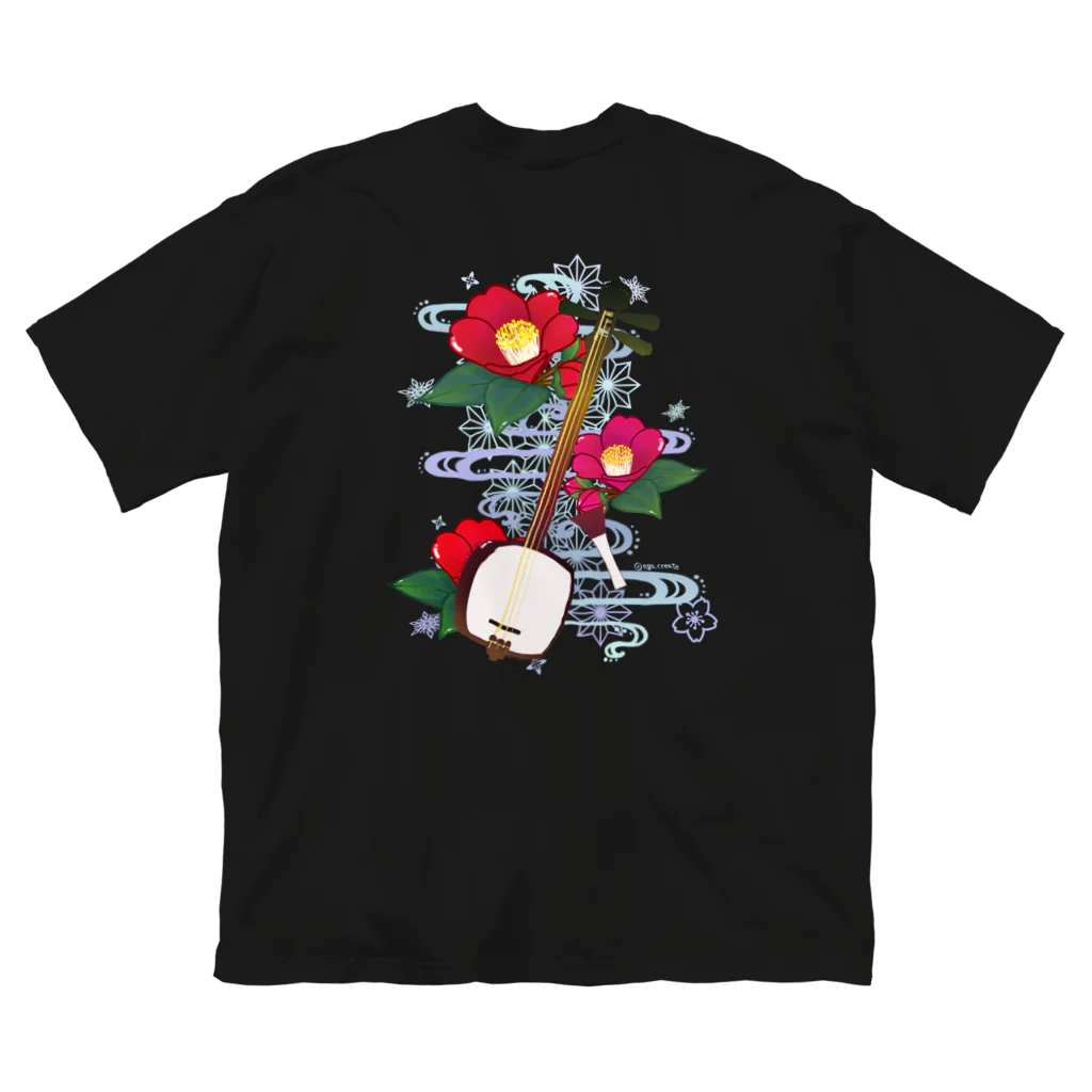 綾錦工房 りこりすの三味線 -雪月花- 【椿】 ビッグシルエットTシャツ