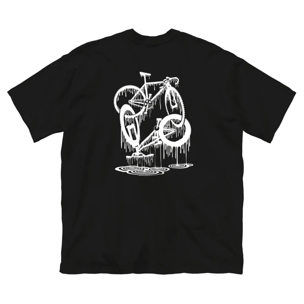 nidan-illustrationのmelted bikes #2 (white ink) ビッグシルエットTシャツ