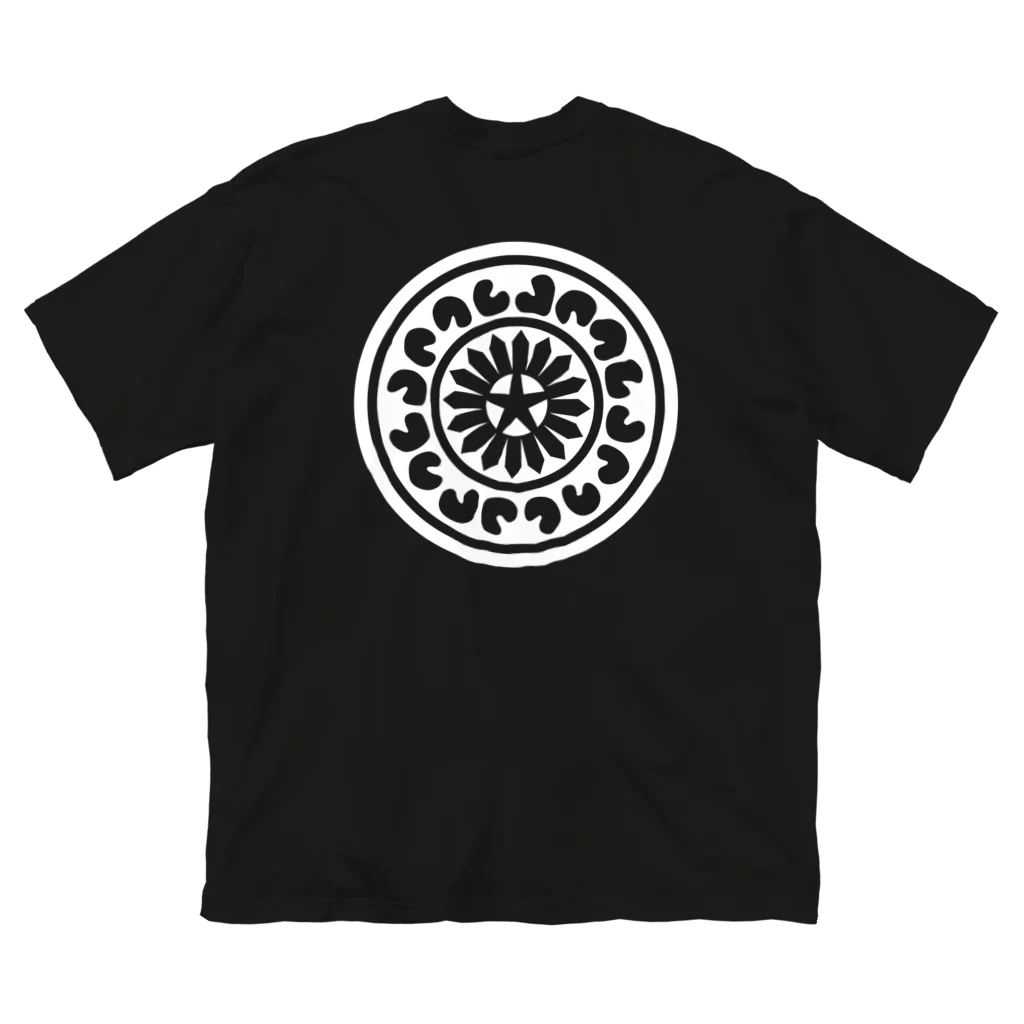 ポンチー麻雀の麻雀イーピンバックプリントTシャツ（ブラック） ビッグシルエットTシャツ