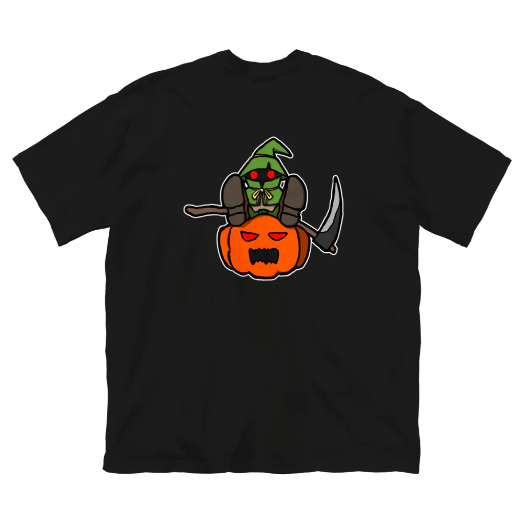 ナチュラルサトシのめへのスケアクロウとジャック・オー・ランタン（バックプリント） ビッグシルエットTシャツ